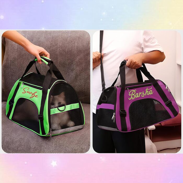 Персоналізована переноска для кота/собаки з вишивкою імені. Складана переноска для собак та котів. Сумка-переноска для маленьких собак та котів (рожевий)