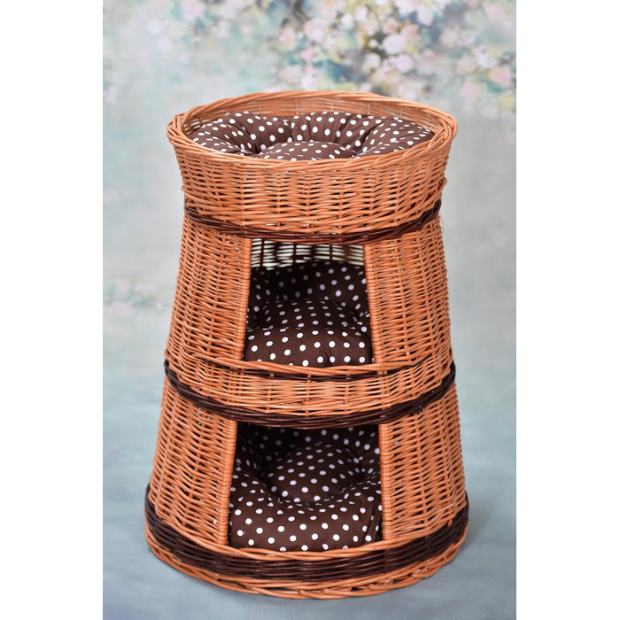 Багатоярусна котяча кімната з трьох поверхів, корзина для кота з плетеної лози, котячий будиночок з подушкою, котячий турнік