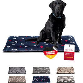 Лежак для собак HS-Hundebett, двосторонній, 75x115 см, зручний, 3 см наповнення, для дивану, авто і клітки, синій, вироблено в Німеччині