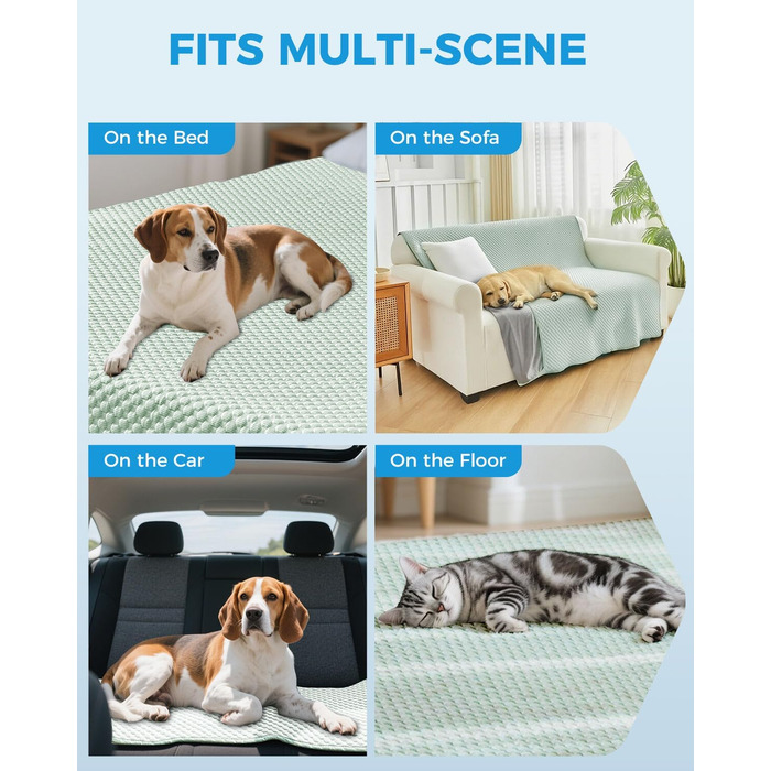 Килимок охолоджуючий для собак Lekereise, 157x206 см, зелений (миючий)