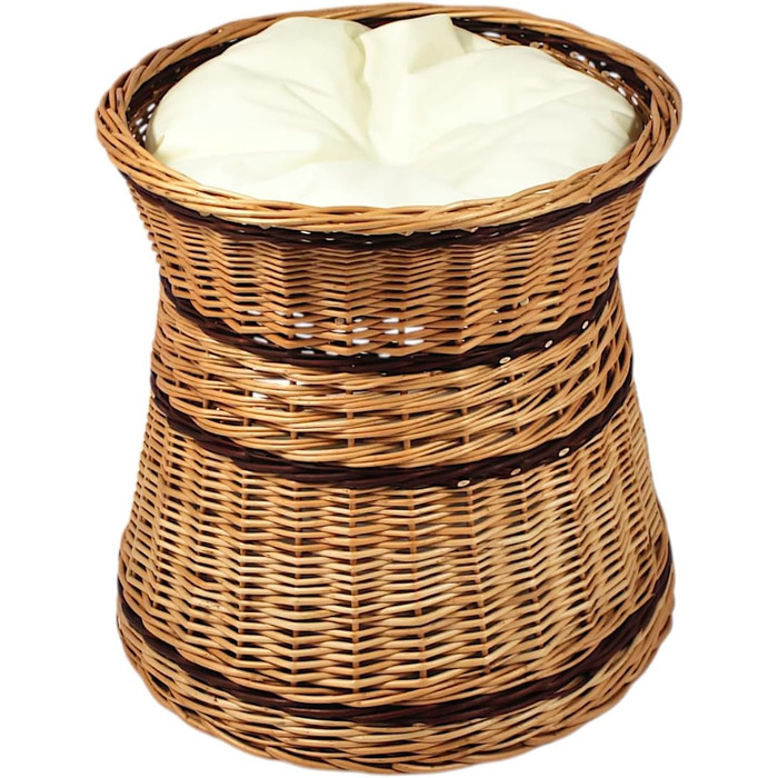 Кігтеточка-лежанка для котів та собак, 2-ярусна, з подушкою, діаметр 47 см, з натуральної лози