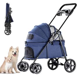 Візок для собак та котів, складаний, до 15 кг, блакитний