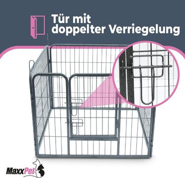 MaxxPet манеж для цуценят, складаний металевий вольєр 101x79 см, 4 секції, регульований, огорожа для собак, високоякісна сталь