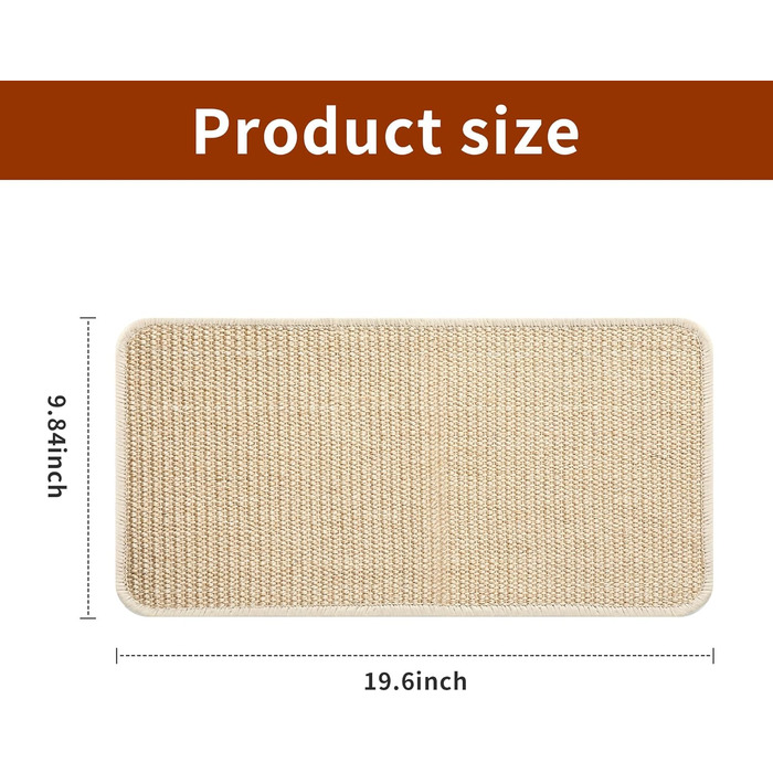 Килимок для дряпання котів, 3 шт., 50x25 см, сізаль, захист меблів та стін