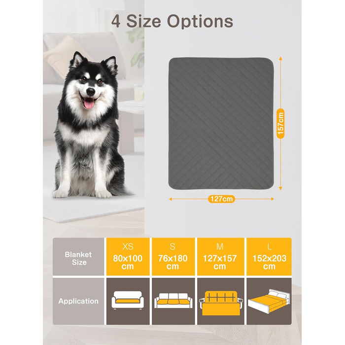 Водонепроникний килимок для собак, диванів та ліжок, захист від шерсті та подряпин, антиковзаюча підстилка для тварин, легко миється, 127x157 см