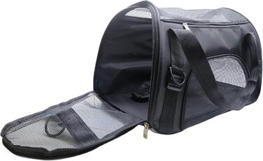 Переноска для котів та собак, м'яка, портативна, складана, схвалена авіаперевізниками (Mittel, чорний)
