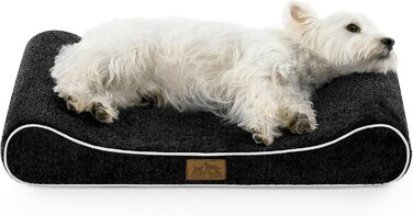 Лежанка для собак, 76x50x12 см, з високим бортиком - ортопедичний лежак для собак з корисного, водовідштовхувального та неслизького матеріалу у формі човна, підходить для собак до 16 кг, чорна, S (76x50x12 см)