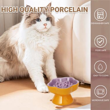 Антишвидкісний миска для собак, миска для котів та маленьких собак, керамічна миска (Морінгенблюте) (Зонне Гліциніє)