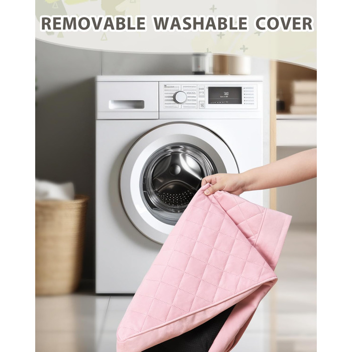 Ортопедичні лежанки для собак великих порід, водовідштовхувальні, знімний, пральний чохол та антиковзаюча підкладка, стегане ліжко для собаки, 119 x 73 см, рожевий колір