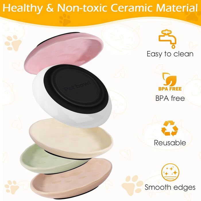 Набір мисок для котів Vikcvcsc 5 шт. з антиковзким дном, керамічні, для котів, кошенят та дрібних тварин