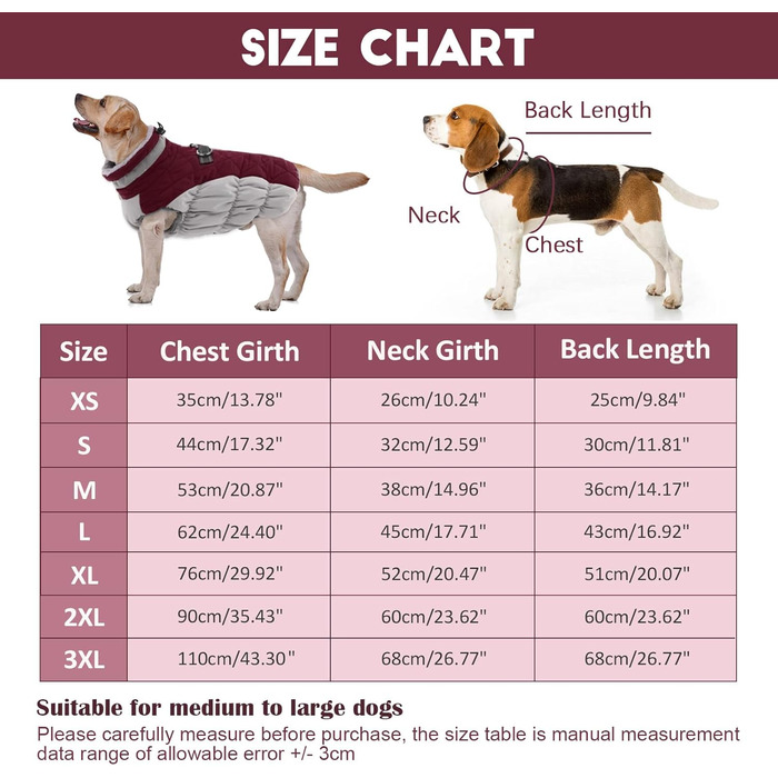 Водонепроникний собачий дощовик Lelepet, тепла зимова куртка для собак з шлейкою, куртка від снігу, теплий собачий пуловер для маленьких, середніх та великих собак (L)