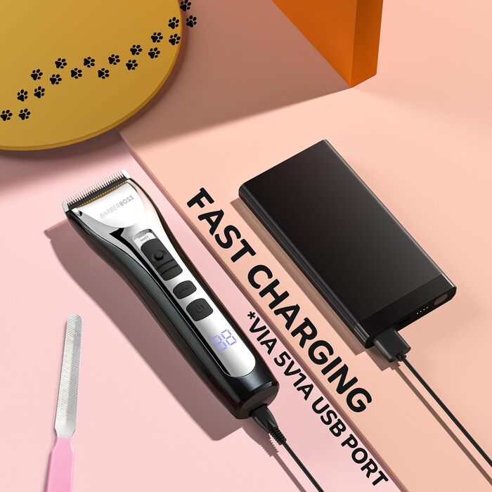 Професійний собачий триммер BarberBoss QR-9086 для густого волосся: набір для догляду за собаками та котами, бездротовий, тихий