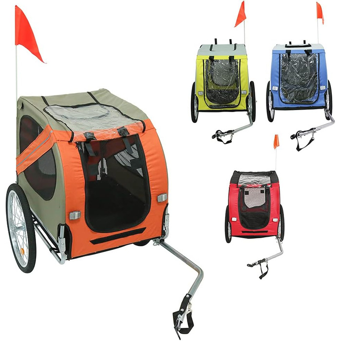 Багатофункціональний велопричіп 2-в-1: для дітей та домашніх тварин. Велосипедний візок-причіп для 2-х осіб (137x73x90 см, помаранчевий)