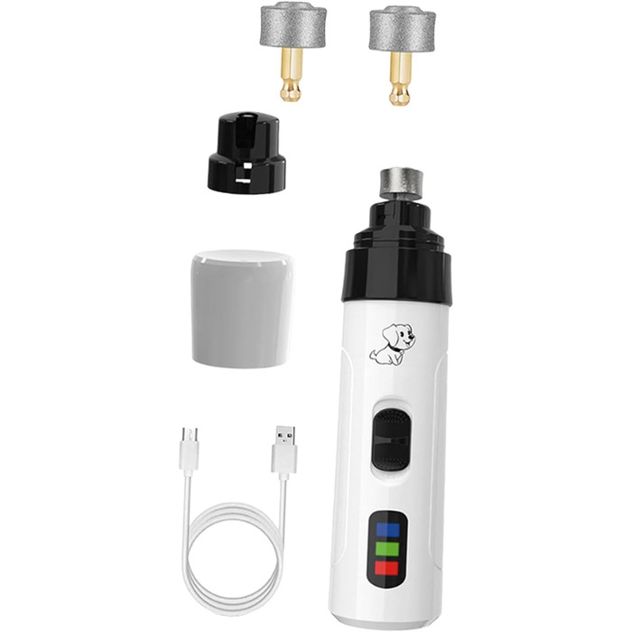 Електричний триммер для когтів собак та котів Fenteer - тиха робота, 2 швидкості, 3 насадки, професійний