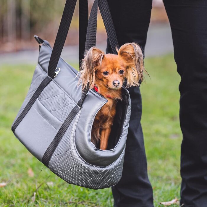 Сумка-переноска для собак та котів Boutique Zoo - сіра металік (штучна шкіра), до 5 кг