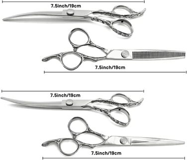 Професійна вигнута ножиця для грумінгу собак та котів з нержавіючої сталі 440C (7.5 дюймів)