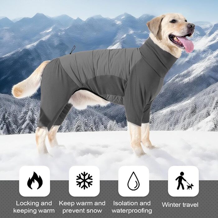 Водонепроникний зимовий теплий одяг для собак середніх та маленьких порід, високий комір, для прогулянок, халуп, кемпінгу (Сірий, XL)