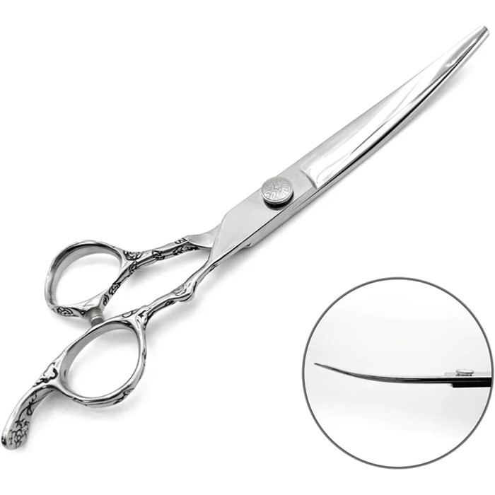 Професійна вигнута ножиця для грумінгу собак та котів, 440C сталь, 7.5 дюймів