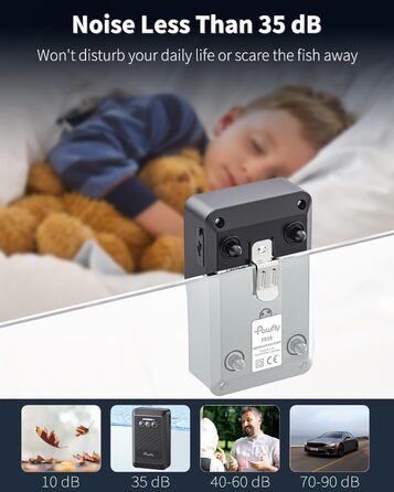 Pawfly Акумуляторний повітряний насос для акваріума 1.5W, USB, тиха портативна аераторна помпа для риб, 20-75 л, для риболовлі та аварійного живлення