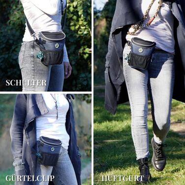 Сумка для ласощів для собак GIZZY® Original з капюшоном від дощу | Сумка для ласощів на одні руки | Ідеальна для дресирування та виховання цуценят | Сумка для прогулянок з собакою [Блакитна] Блакитно-L (з капюшоном)