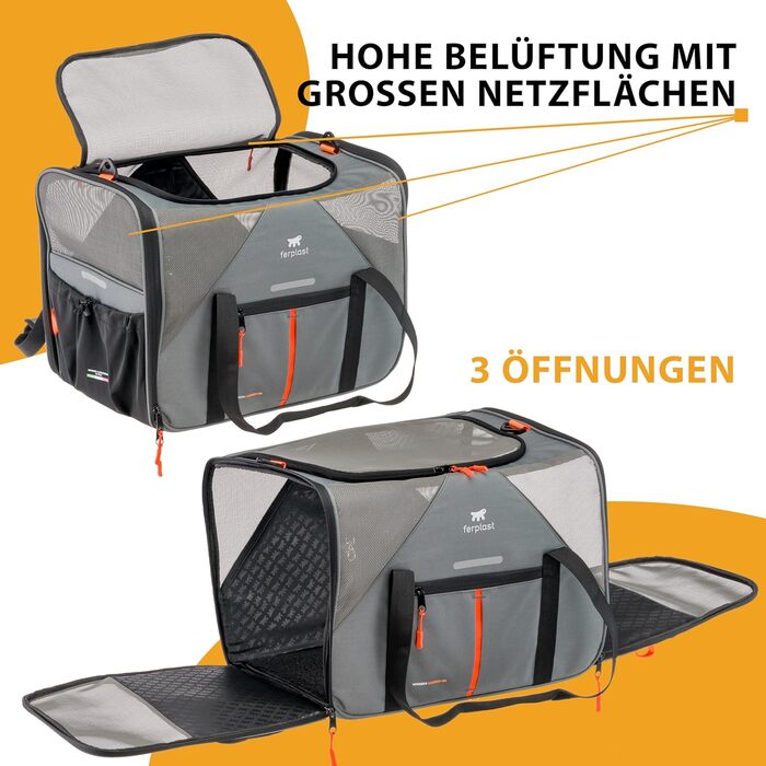 Переноска для собак та котів Ferplast Voyager, 50x35x37 см, сіра, до 15 кг