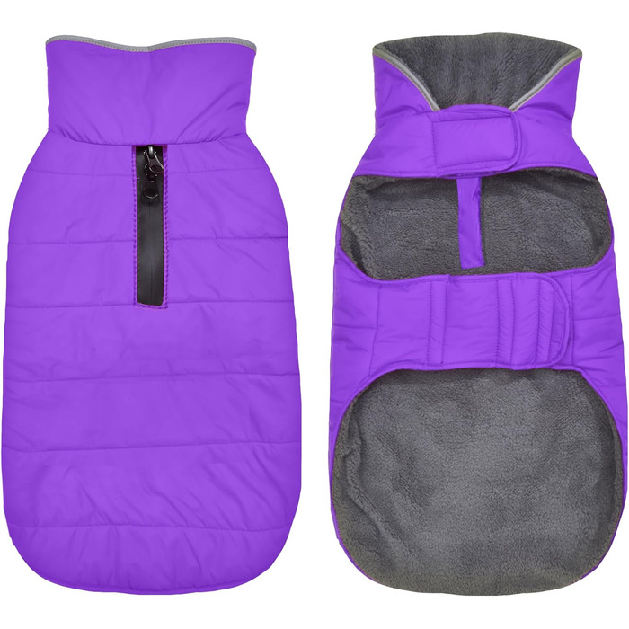 Водонепроникний собачий плащ, святкова куртка для собак на холодну погоду, вітронепроникний зручний жилет для малих, середніх та великих собак, для цуценят та дорослих (фіолетовий, XS) XS (обхват грудей: 22-32 см)