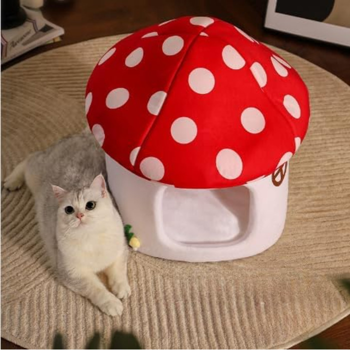 Кігтечка-ліжко для котів Pilz, знімний подушкою, м'яке та тепле, 50x47 см (Червоний, L)