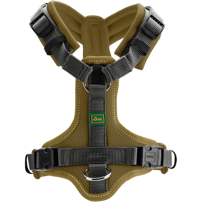 Нашийник для собак HUNTER Hundegeschirr Maldon UP, оливковий/сірий, S-M: м'який, комфортний, з 3M Scotchlite, регулюється