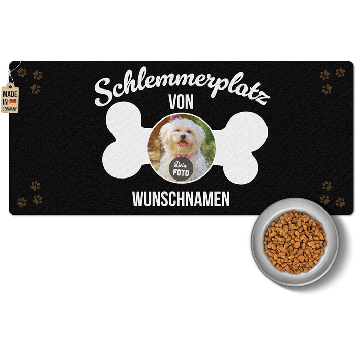 Персоналізована килимок для годування собак з іменем та фото - Royal, 90 x 40 см, миючий, протиковзкий