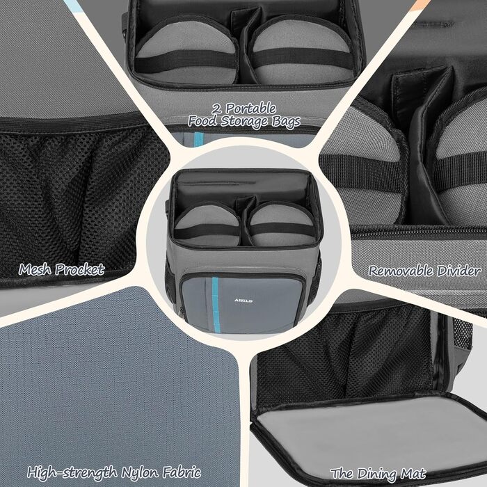 ANILD Рюкзак для собак, сумка для подорожей з TSA, 2 миски, органайзер для собак, для походів, кемпінгу