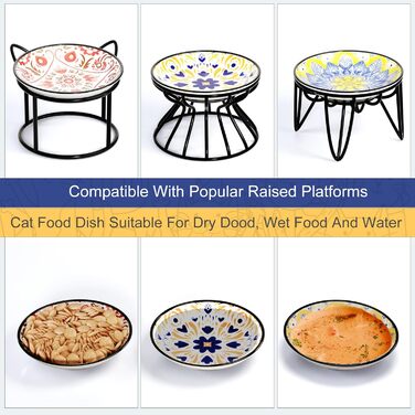 Керамічні годівниці для котів, миски для кошенят, анти-колючий дизайн, неслизька підставка, плоскі миски для котів, кошенят, маленьких собак, кроликів, набір 3 шт. Боген