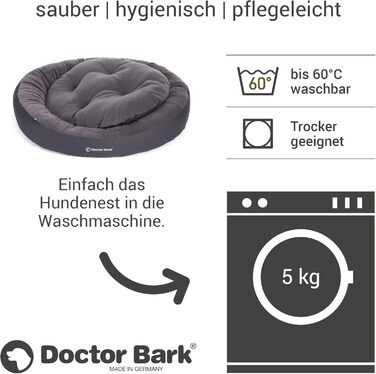 Кругле ліжко для собак Doctor Bark, 50x40 см, сіре, з м'якою флісовою подушкою - GreenLabel