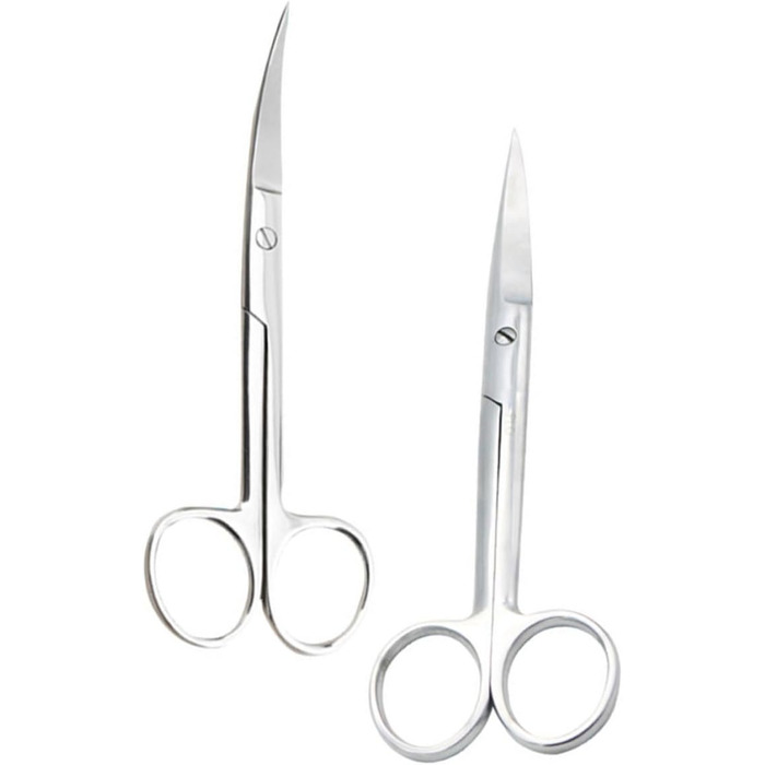 Набір з 2 ножиць для грумінгу тварин з нержавіючої сталі з прямим та вигнутим лезом, ергономічні ручки, для салону або дому