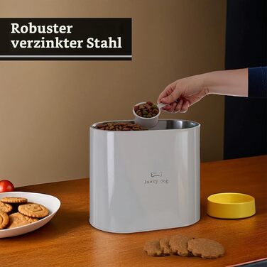 Контейнер для ласощів та кормів для собак Premier Housewares Adore Pets Lucky Dog з ложкою, натуральний колір, 6.5 л