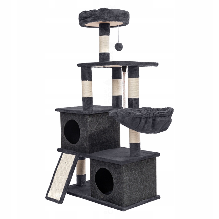 Високий когтеточка-комплекс із лежаком та стовпчиком для кігтів, вежа ZooVentus 101 — 160 см