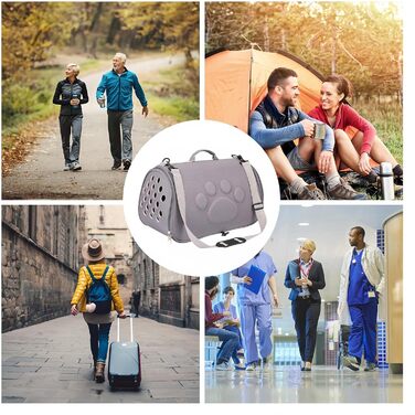 Транспортна сумка для котів Quorvex, м'яка, на плечі, сіра (M)