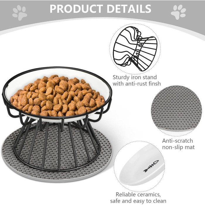 Підвищені годівниці для котів Katzennapf Erhöht - 2 шт. Керамічні миски з підставкою, захист шиї, для корму та води