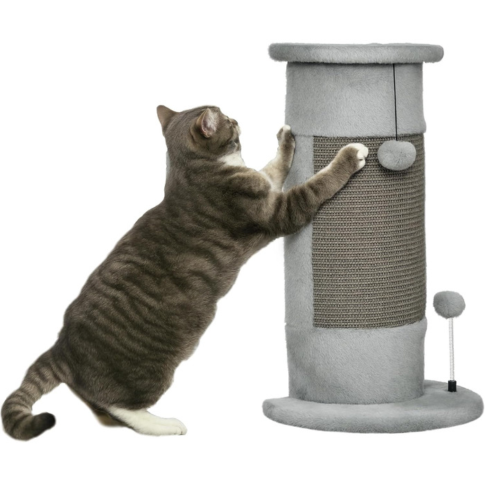 Котячий когтетоп PawHut кутовий, 58 см, сірий, з кулькою, для дому