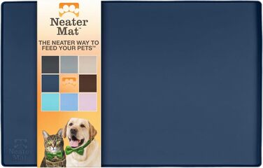 Neater Pet Brands силіконова підкладка під миску для собак і котів, водонепроникна, темно-синя, 40,6x25,5 см – килимок для корму і води, захищає підлогу