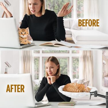Котяче ліжко для столу Deskside Dreamer, біле, з 2 змінними чохлами (сітка та плюш), 360° обертання, регулювання висоти