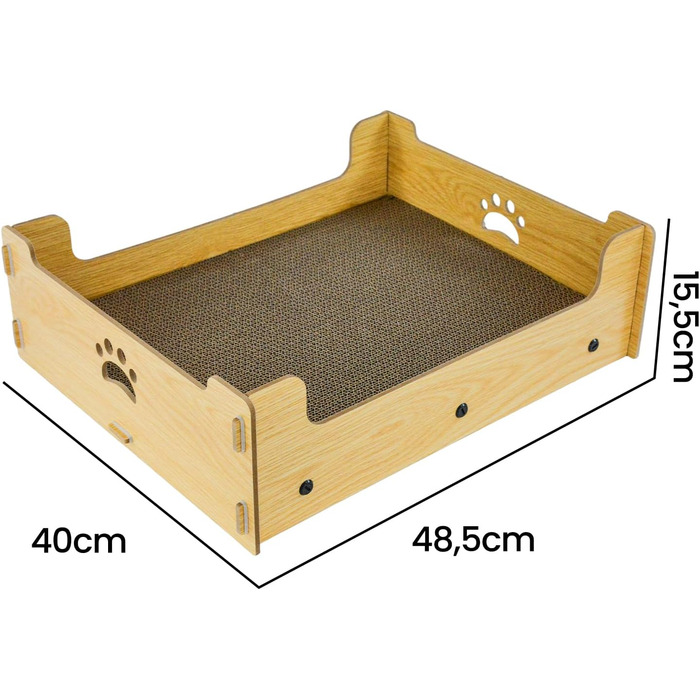 Килимок-кіготь для котів з гофрокартону, великий, XXL, жовто-білий, 48,5x40x15,5 см