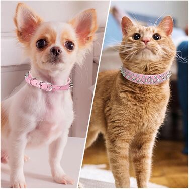 DOGGYZSTYLE нашийник для собак і котів зі шкіри з шипами, рожевий, S, для цуценят, дрібних і середніх тварин