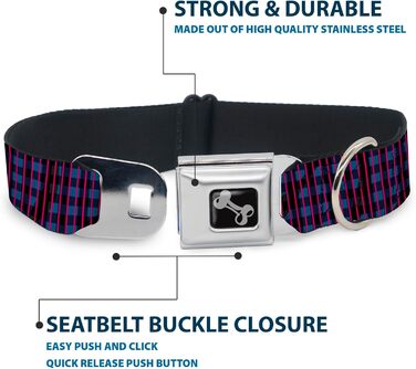 Комір для собак Buckle-Down Buffalo Plaid, абстрактний біло-чорно-бірюзовий, із кісточкою, малий розмір 22,9–38,1 см