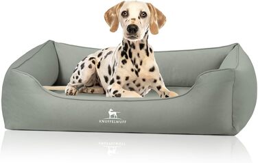 Ортопедичне ліжко для собак Knuffelwuff Oliver, XXL, м'ятного кольору | Зносостійке покриття з ефектом замші | Memory Foam | Водовідштовхувальне, пране | Для захисту суглобів, міцне, для собак маленьких та великих порід, розмір 120 x 85 x 25 см