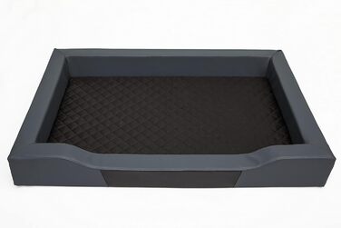 Ліжко для собак, лежанка для собак, м'яка лежанка-софа, килимок для собак, 75x50 см, GRAPHITE ECO-LEDER, чорний матрац