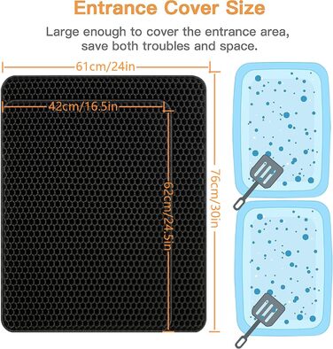Килимок для котячого туалету Ycozy Katzenklo Matte 76x61 см, Oxford-тканина, водовідштовхувальний, контролює розсипання наповнювача