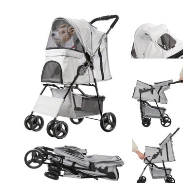 Візок для собак Сенна сірий, зручний для прогулянок