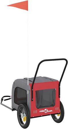 Причіп для тварин на велосипед, червоно-сірий, 124,5 x 63,5 x 53 см, для собак та котів