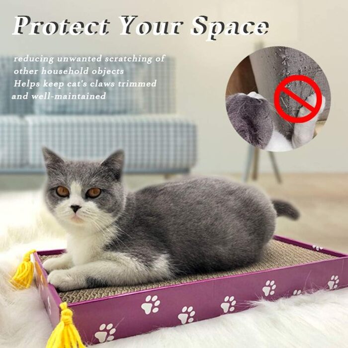 PEEKAB Когтеточка для котів з гофрокартону, двостороння, широка, з котячою м'ятою