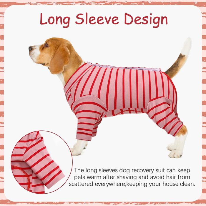 Піжама для собак після операції Kuoser, для собак малих та середніх порід (XL, червоний)